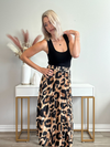 OUT IN THE WILD LEOPARD MIDI SKIRT