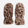 FAUX FUR LEOPARD MITTENS - IVORY/BLACK