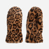 FAUX FUR LEOPARD MITTENS - CAMEL/BLACK