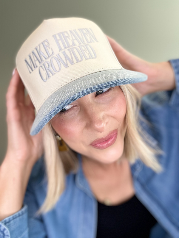 MAKE HEAVEN CROWDED TRUCKER HAT - DENIM
