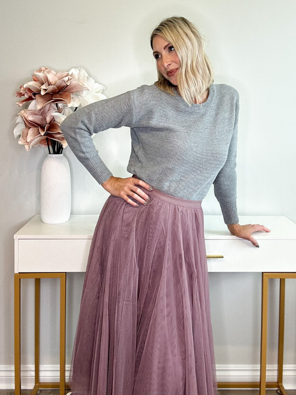 ISLA TULLE MIDI SKIRT - MAUVE