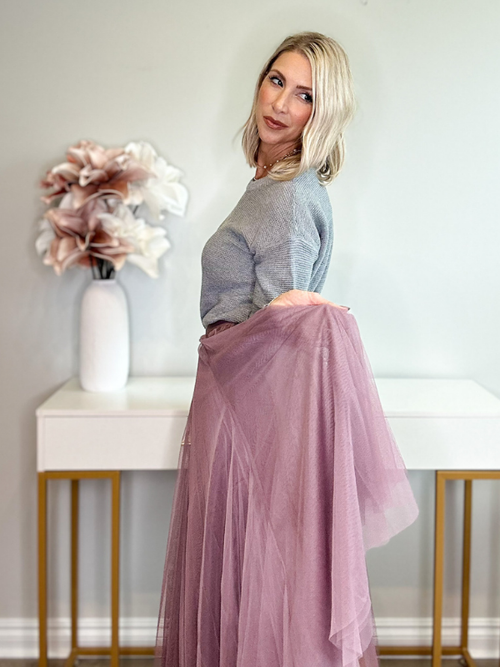 ISLA TULLE MIDI SKIRT - MAUVE