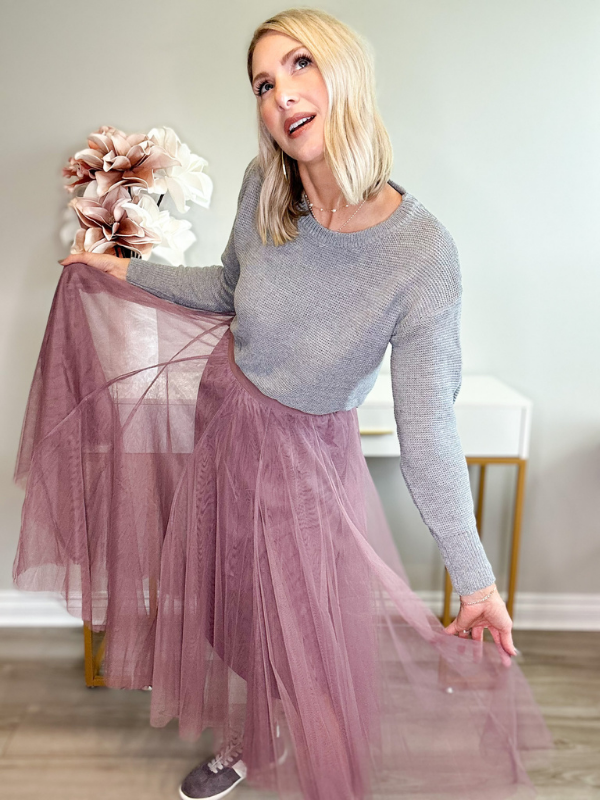 ISLA TULLE MIDI SKIRT - MAUVE