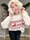 NORDIC PATTERN OVERSIZED SWEATER - CREAM/RED