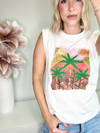 MOONLIT PALMS SLEEVELESS TEE - MULTICOLOR