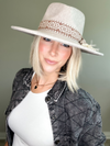 OUT WEST WIDE BRIM FEDORA HAT - GREY/BEIGE