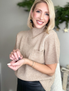 THE SADIE MOCK NECK SWEATER TOP - MOCHA