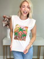 MOONLIT PALMS SLEEVELESS TEE - MULTICOLOR