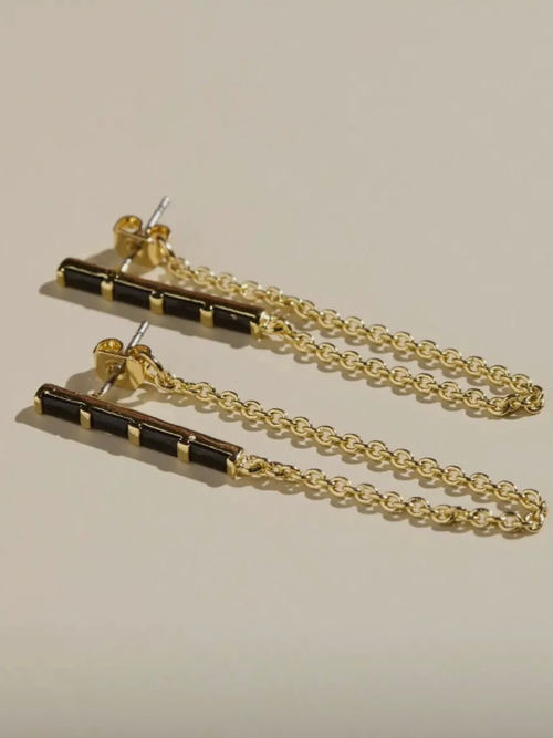 BLACK LUCIA STATEMENT EARRINGS - GOLD