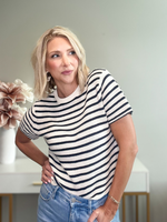 SAIL AWAY STRIPED KNIT TEE- NAVY & CREAM