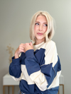 A GIRL'S DREAM STRIPED PULLOVER - NAVY + CREAM