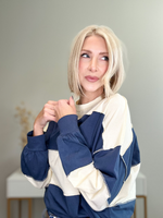 A GIRL'S DREAM STRIPED PULLOVER - NAVY + CREAM