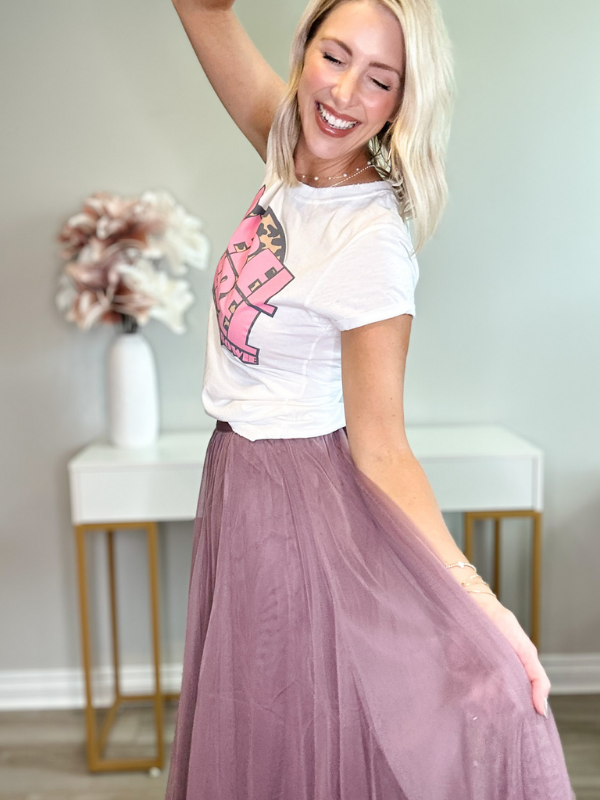 ISLA TULLE MIDI SKIRT - MAUVE