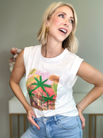MOONLIT PALMS SLEEVELESS TEE - MULTICOLOR