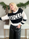 SKI CLUB STRIPED KNIT SWEATER - BLACK/WHITE