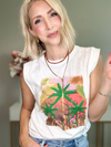 MOONLIT PALMS SLEEVELESS TEE - MULTICOLOR