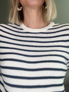 SAIL AWAY STRIPED KNIT TEE- NAVY & CREAM