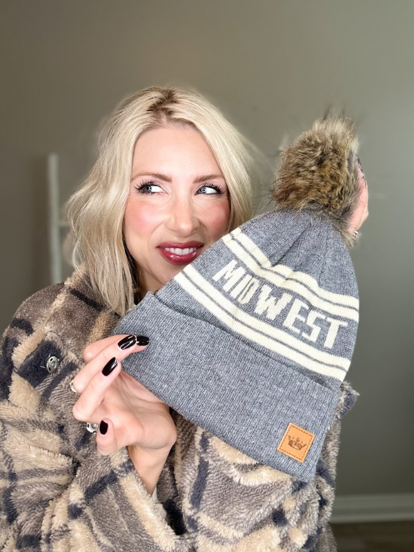 MIDWEST PRIDE POM HAT - GRAY