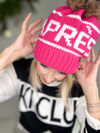 APRES ALL DAY KNIT POM HAT - PINK & WHITE