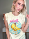 SOLEIL SLEEVELESS GRAPHIC TEE - PALE YELLOW