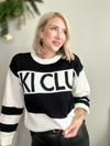SKI CLUB STRIPED KNIT SWEATER - BLACK/WHITE
