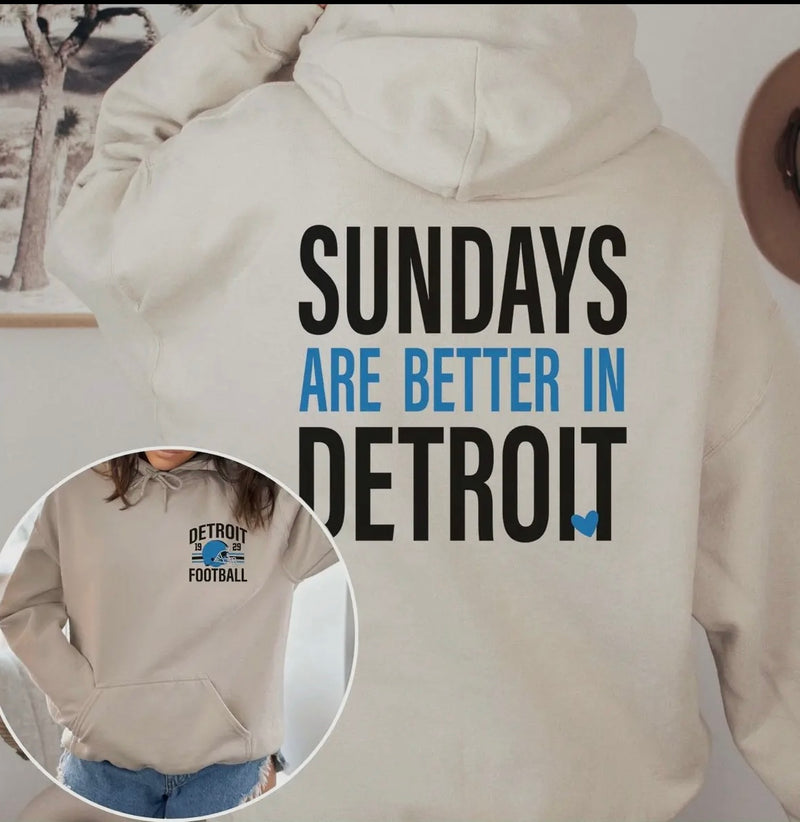 SUNDAYS ARE BETTER IN DETROIT HOODIE - SAND