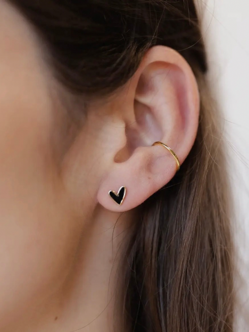 BLACK SWEETHEART STUDS - GOLD