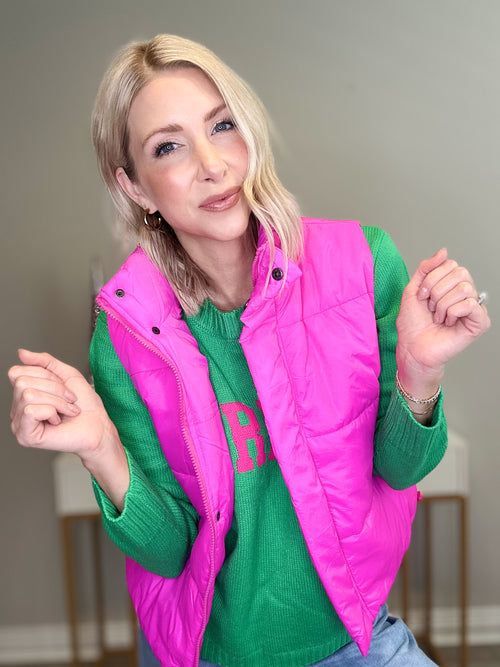 HIT THE SLOPES VEST - BRIGHT PINK