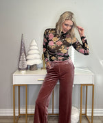 HOLLY VELVET STRAIGHT LEG PANTS - MAUVE