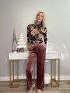 HOLLY VELVET STRAIGHT LEG PANTS - MAUVE