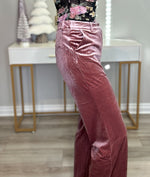 HOLLY VELVET STRAIGHT LEG PANTS - MAUVE