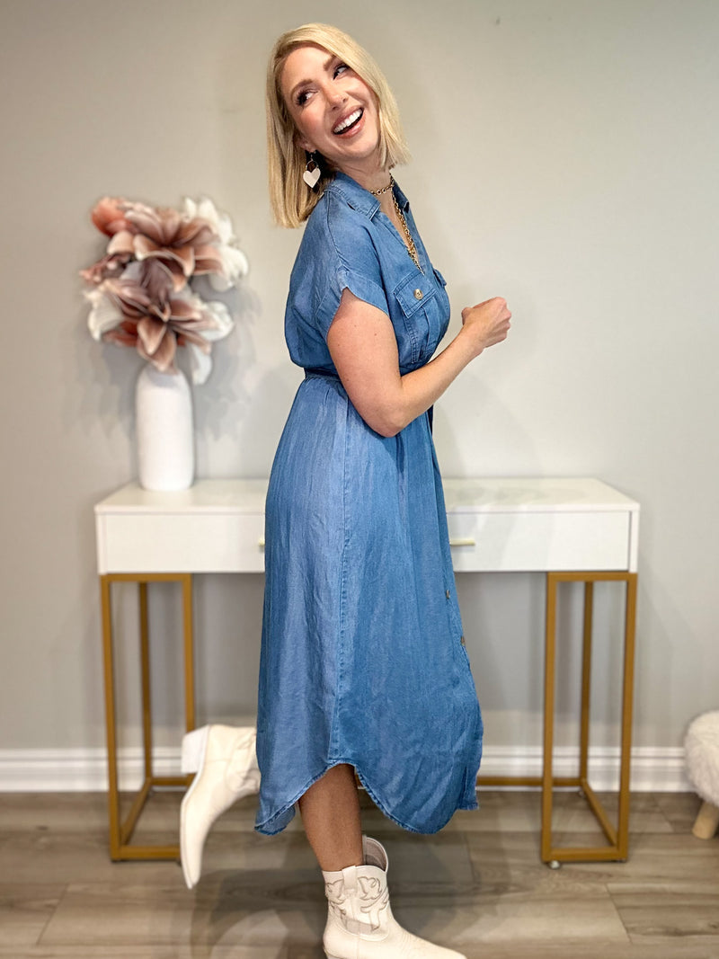COASTAL COOL CHAMBRAY DRESS