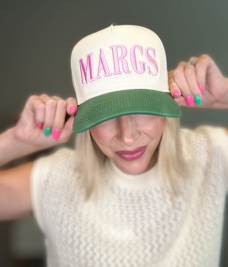 MARGS 3D TRUCKER HAT - CREAM/OLIVE/PINK