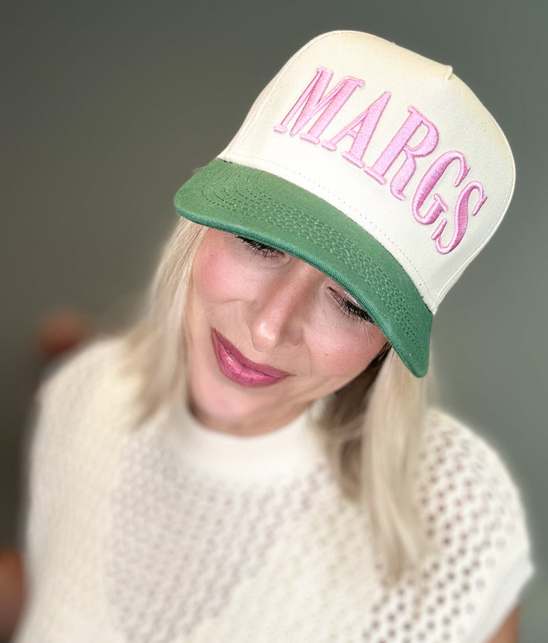 MARGS 3D TRUCKER HAT - CREAM/OLIVE/PINK