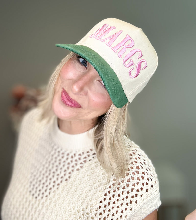 MARGS 3D TRUCKER HAT - CREAM/OLIVE/PINK