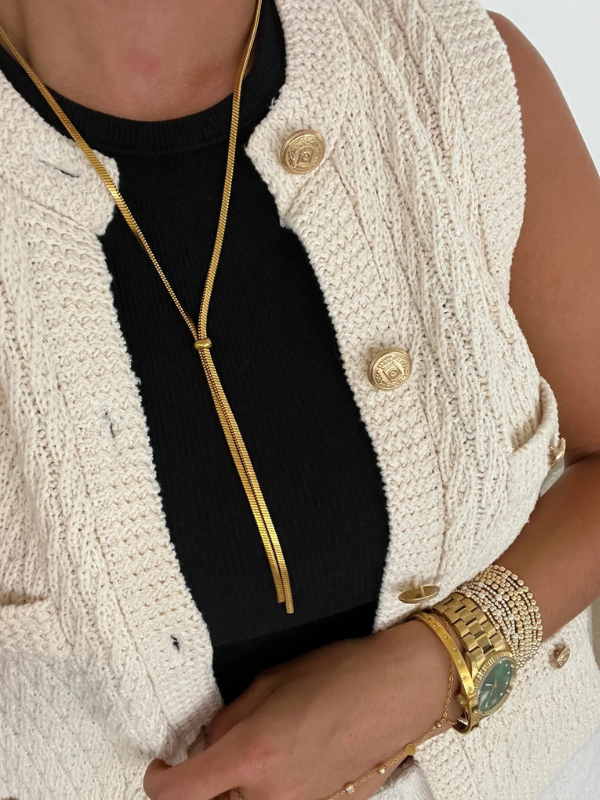 CLARA LARIAT NECKLACE - GOLD