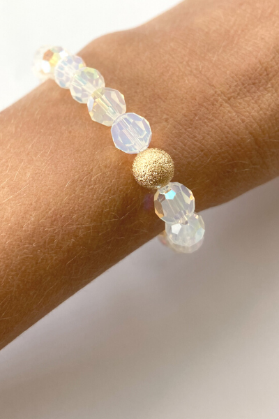 THE IRIDESCENT CLEAR SWAROVSKI CRYSTAL BRACELET - THE WHITE FEATHER STACK