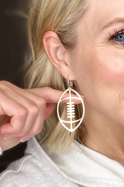 GAME DAY OPEN METAL FOOTBALL EARRINGS - GOLD