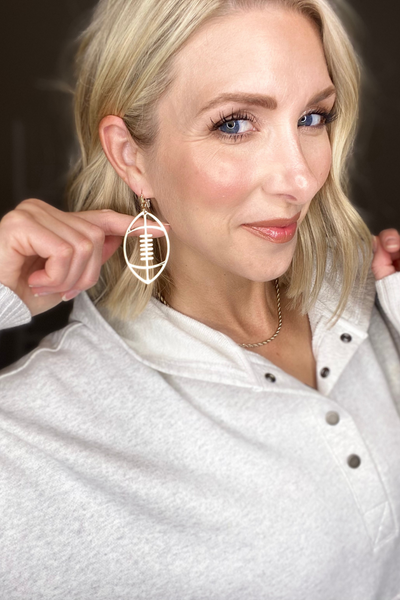 GAME DAY OPEN METAL FOOTBALL EARRINGS - GOLD