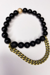 THE SHINY + MATTE BLACK GEMSTONE WITH LOOP CHAIN BRACELET