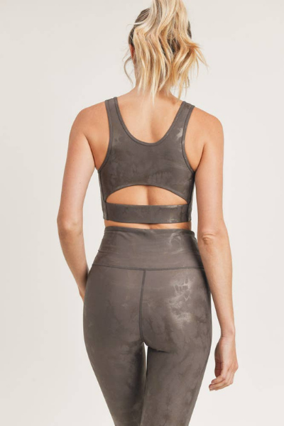 METALLIC COPPER FOIL SPORTS BRA