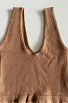 JUST THE BASICS SEAMLESS RIBBED REVERSIBLE V-NECK CROPPED TANK - DARK TAUPE