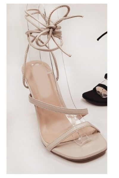 LACY STRAPPY HEEL - NUDE