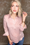 FELICITY DULL SATIN SLIM SHIRT - MAUVE BLUSH