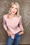 FELICITY DULL SATIN SLIM SHIRT - MAUVE BLUSH