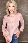 FELICITY DULL SATIN SLIM SHIRT - MAUVE BLUSH