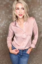 FELICITY DULL SATIN SLIM SHIRT - MAUVE BLUSH