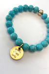 THE TEAL MARBLE GEMSTONE WITH "GOOD VIBES ONLY" CHARM BRACELET
