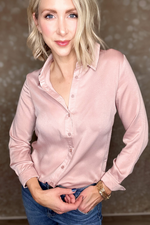 FELICITY DULL SATIN SLIM SHIRT - MAUVE BLUSH