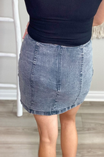 IN THE CITY WASHED DENIM MINI SKIRT - CHARCOAL